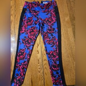 Vintage Nicki Minaj Floral Print Leggings with Black Trim